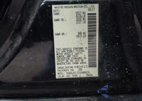 2017 Nissan Altima 2.5 Sr из США, поврежденный, VIN 1N4AL3AP3HC480415